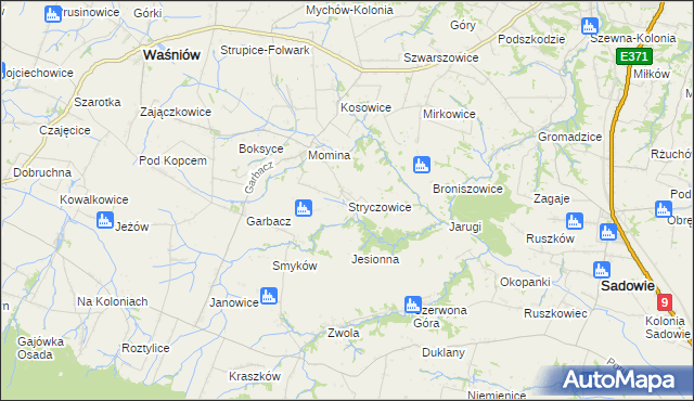 mapa Stryczowice, Stryczowice na mapie Targeo