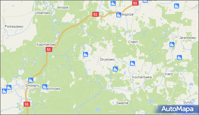 mapa Stryjkowo, Stryjkowo na mapie Targeo