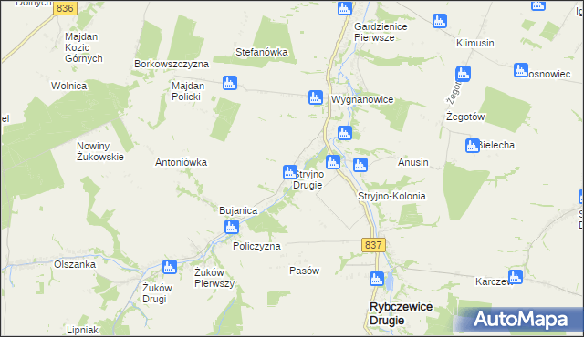 mapa Stryjno Drugie, Stryjno Drugie na mapie Targeo