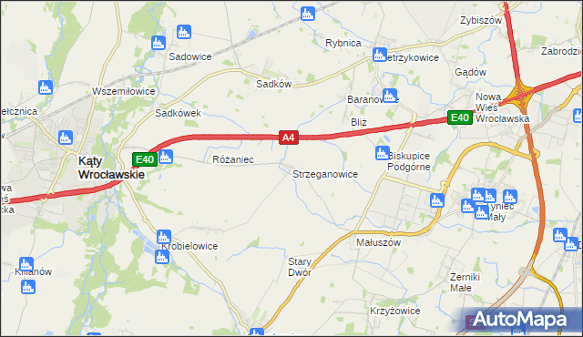 mapa Strzeganowice, Strzeganowice na mapie Targeo