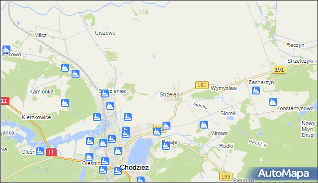 mapa Strzelęcin, Strzelęcin na mapie Targeo