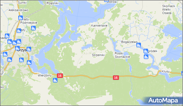 mapa Strzelniki gmina Orzysz, Strzelniki gmina Orzysz na mapie Targeo