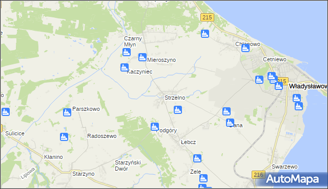 mapa Strzelno gmina Puck, Strzelno gmina Puck na mapie Targeo