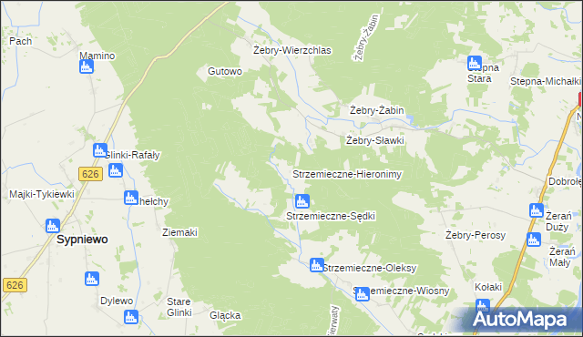 mapa Strzemieczne-Hieronimy, Strzemieczne-Hieronimy na mapie Targeo