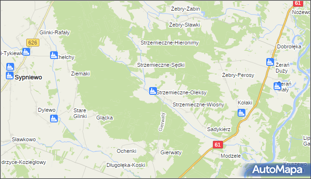 mapa Strzemieczne-Oleksy, Strzemieczne-Oleksy na mapie Targeo