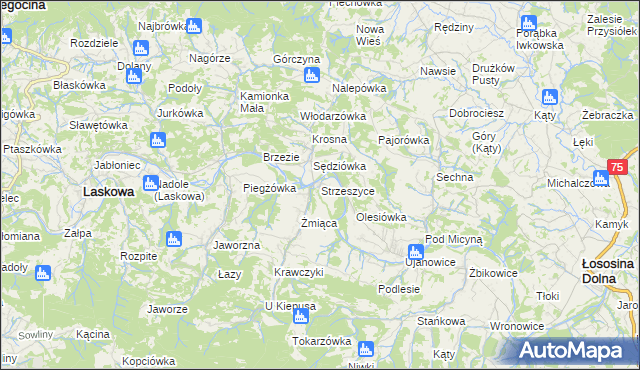 mapa Strzeszyce, Strzeszyce na mapie Targeo