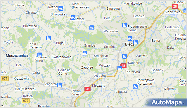 mapa Strzeszyn gmina Biecz, Strzeszyn gmina Biecz na mapie Targeo