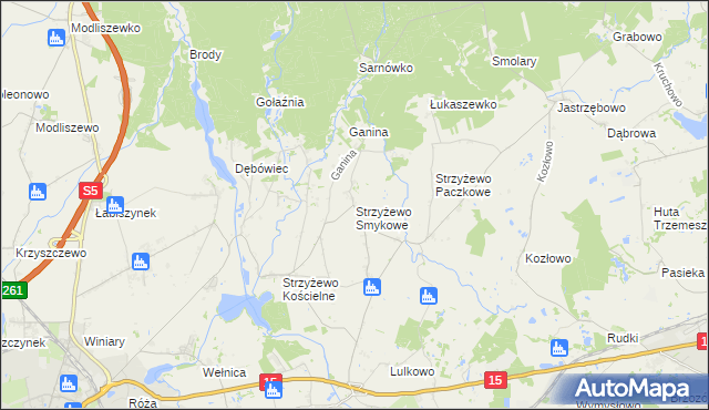 mapa Strzyżewo Smykowe, Strzyżewo Smykowe na mapie Targeo