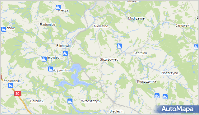 mapa Strzyżowiec gmina Wleń, Strzyżowiec gmina Wleń na mapie Targeo