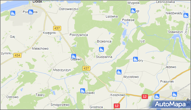 mapa Studzianna gmina Borek Wielkopolski, Studzianna gmina Borek Wielkopolski na mapie Targeo