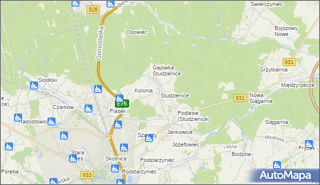 mapa Studzienice gmina Pszczyna, Studzienice gmina Pszczyna na mapie Targeo