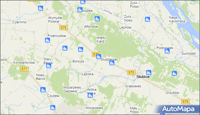 mapa Studzieniec gmina Słubice, Studzieniec gmina Słubice na mapie Targeo