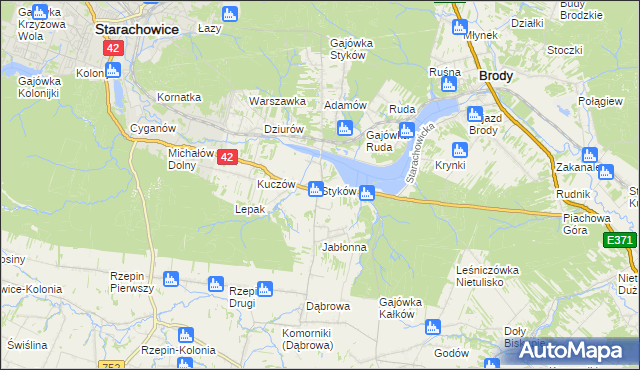 mapa Styków gmina Brody, Styków gmina Brody na mapie Targeo