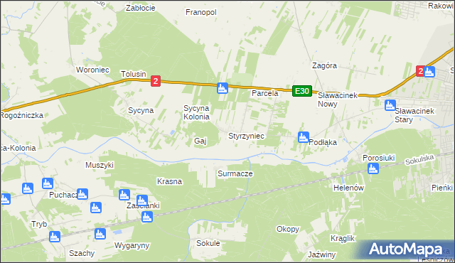 mapa Styrzyniec, Styrzyniec na mapie Targeo