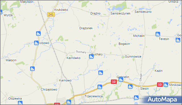 mapa Suchary gmina Nakło nad Notecią, Suchary gmina Nakło nad Notecią na mapie Targeo