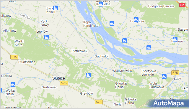 mapa Suchodół gmina Iłów, Suchodół gmina Iłów na mapie Targeo