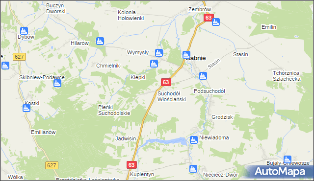 mapa Suchodół Włościański, Suchodół Włościański na mapie Targeo