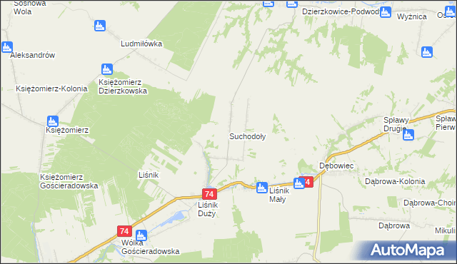 mapa Suchodoły gmina Gościeradów, Suchodoły gmina Gościeradów na mapie Targeo