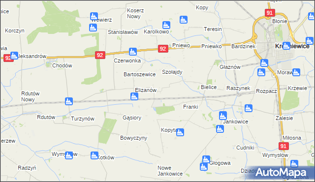 mapa Suchodoły gmina Krośniewice, Suchodoły gmina Krośniewice na mapie Targeo