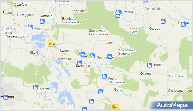 mapa Suchowola gmina Wohyń, Suchowola gmina Wohyń na mapie Targeo
