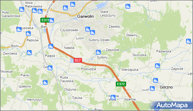 mapa Sulbiny, Sulbiny na mapie Targeo
