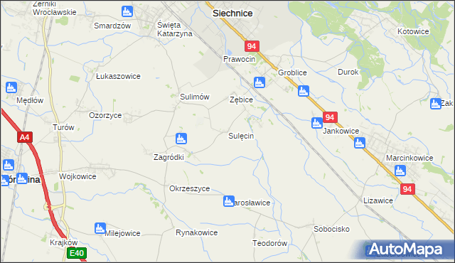 mapa Sulęcin gmina Siechnice, Sulęcin gmina Siechnice na mapie Targeo