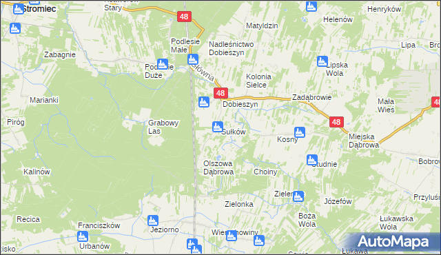 mapa Sułków gmina Stromiec, Sułków gmina Stromiec na mapie Targeo