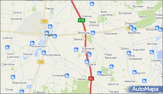 mapa Sułkowice Drugie, Sułkowice Drugie na mapie Targeo
