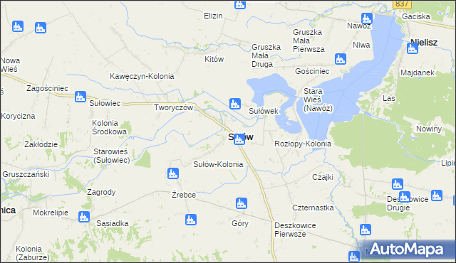 mapa Sułów powiat zamojski, Sułów powiat zamojski na mapie Targeo