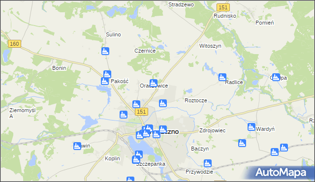 mapa Sułowo gmina Choszczno, Sułowo gmina Choszczno na mapie Targeo