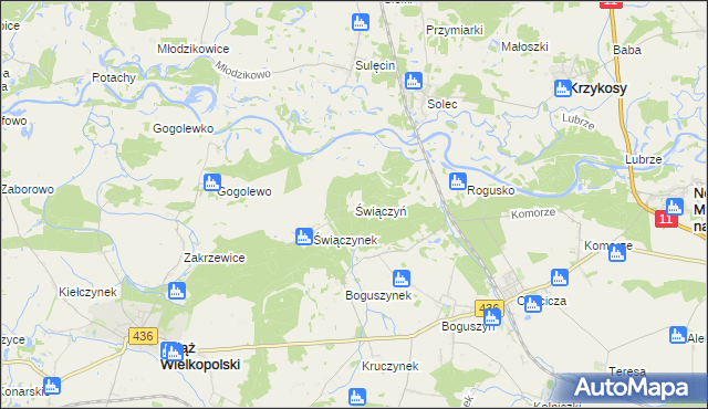 mapa Świączyń, Świączyń na mapie Targeo