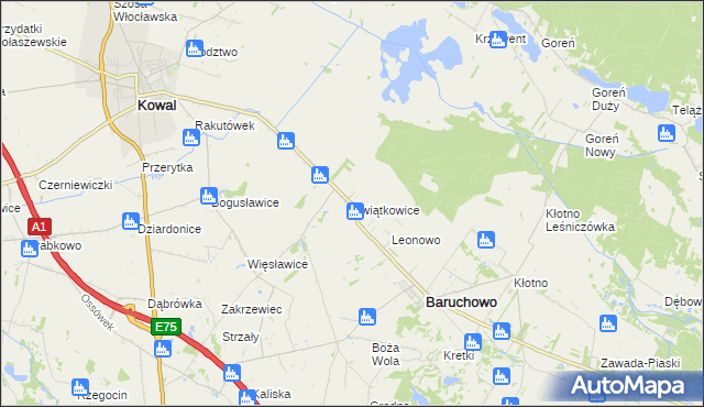 mapa Świątkowice gmina Baruchowo, Świątkowice gmina Baruchowo na mapie Targeo