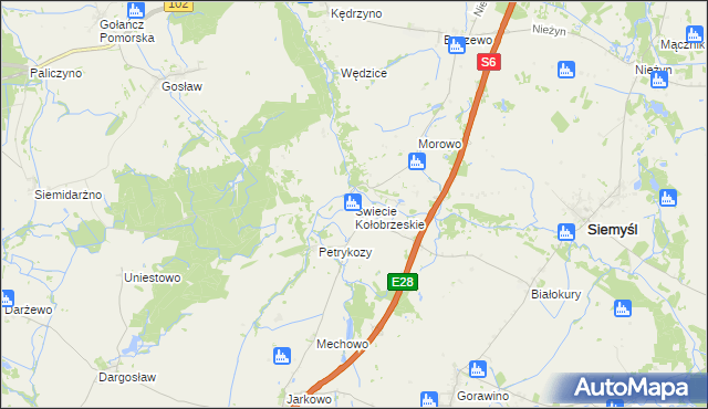 mapa Świecie Kołobrzeskie, Świecie Kołobrzeskie na mapie Targeo