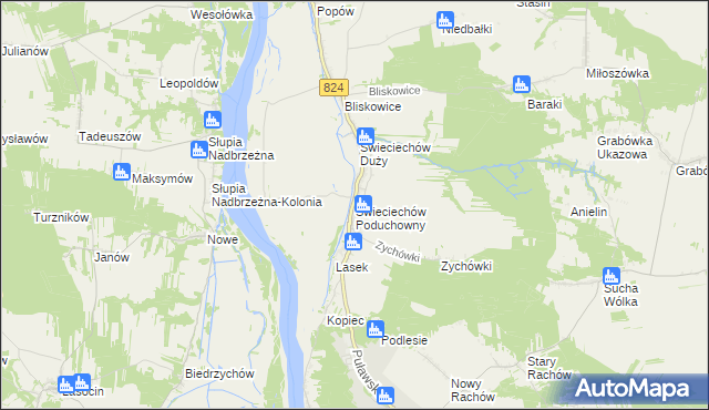 mapa Świeciechów Poduchowny, Świeciechów Poduchowny na mapie Targeo