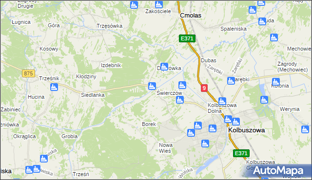 mapa Świerczów gmina Kolbuszowa, Świerczów gmina Kolbuszowa na mapie Targeo