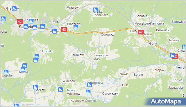 mapa Świerczów Mały, Świerczów Mały na mapie Targeo