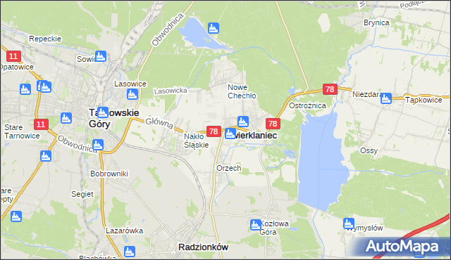 mapa Świerklaniec, Świerklaniec na mapie Targeo