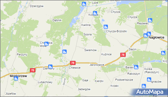 mapa Świerków, Świerków na mapie Targeo