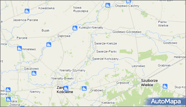 mapa Świerże Zielone, Świerże Zielone na mapie Targeo