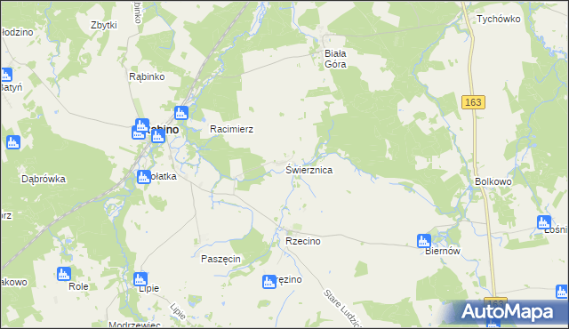 mapa Świerznica gmina Rąbino, Świerznica gmina Rąbino na mapie Targeo