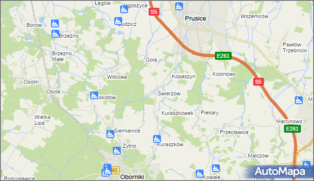 mapa Świerzów, Świerzów na mapie Targeo