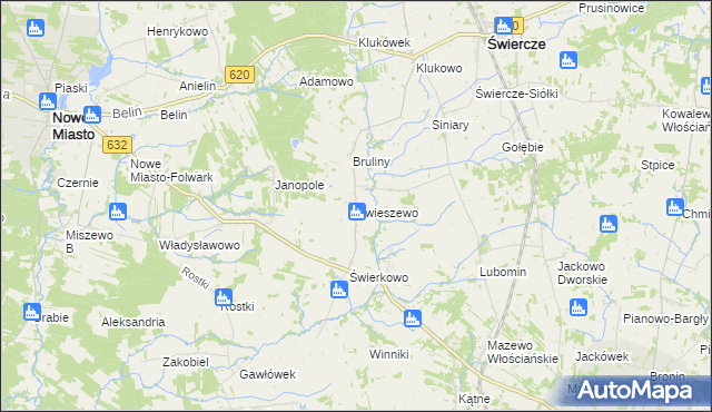 mapa Świeszewo gmina Świercze, Świeszewo gmina Świercze na mapie Targeo