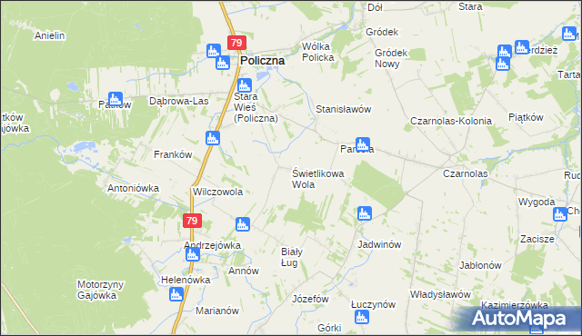 mapa Świetlikowa Wola, Świetlikowa Wola na mapie Targeo