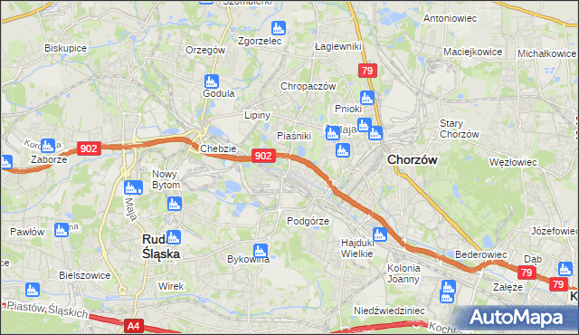 mapa Świętochłowice, Świętochłowice na mapie Targeo