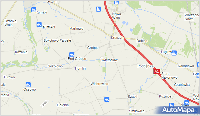 mapa Świętosław gmina Włocławek, Świętosław gmina Włocławek na mapie Targeo