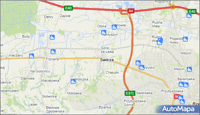 mapa Świlcza, Świlcza na mapie Targeo