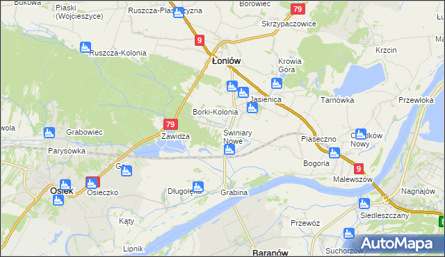 mapa Świniary Nowe, Świniary Nowe na mapie Targeo