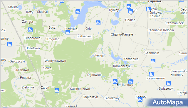 mapa Świnki gmina Topólka, Świnki gmina Topólka na mapie Targeo