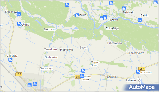 mapa Sycyn, Sycyn na mapie Targeo