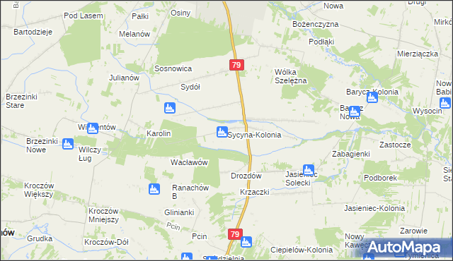 mapa Sycyna-Kolonia, Sycyna-Kolonia na mapie Targeo